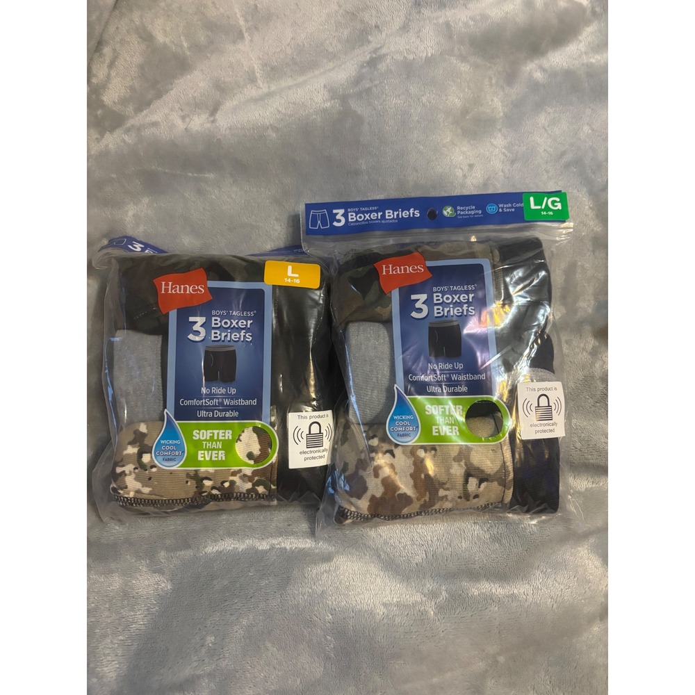 Hanes Boys Tagless Boxer Briefs 6 Pack 2-3 packs) Size Large 14-16